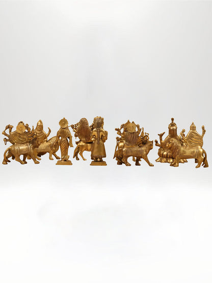 9-Inch Set of Navadurga Brass Idols | Statue for Home Vastu