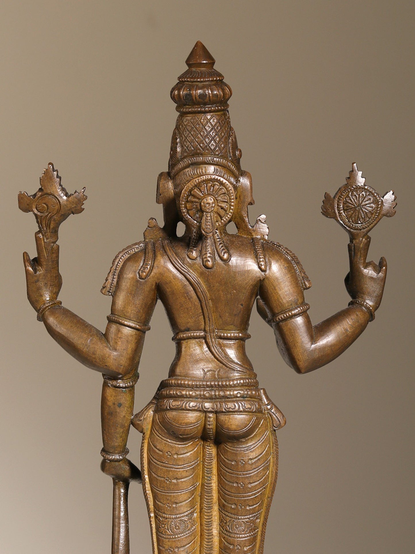 14" A Deeply Reassuring Sight (Bronze Sculpture of Bhagwana Vishnu) | Bronze Statue