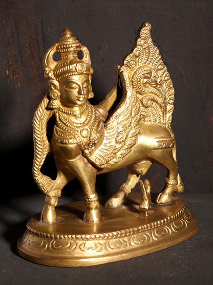 5" Small Goddess Kamadhenu Cow With Calf | Hoysala Art  Bronze Statue