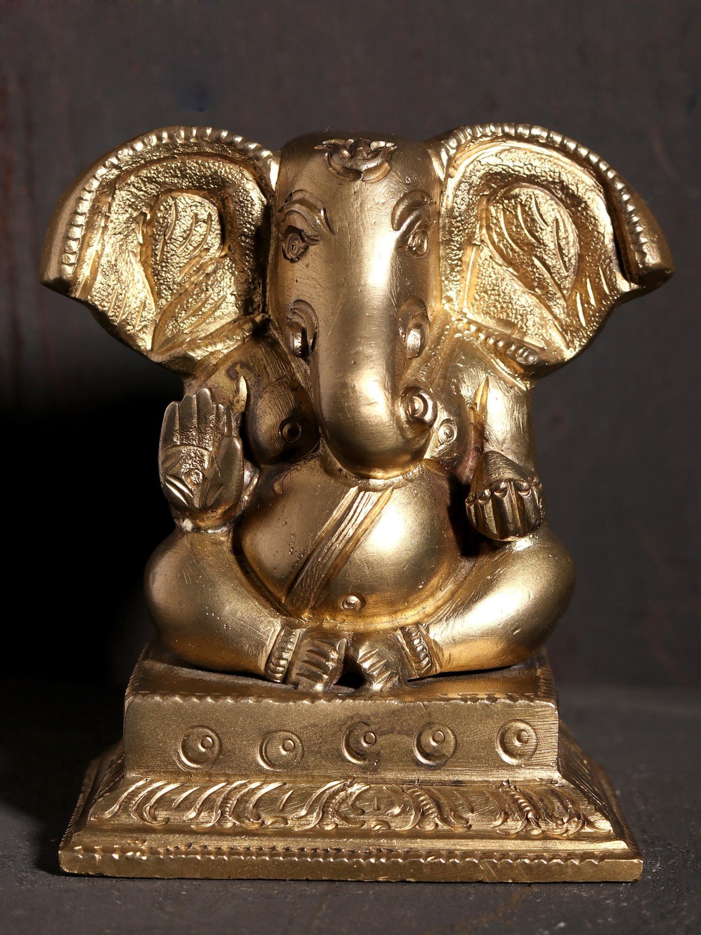 3" Small Lord Ganesha with Large Ears | Hoysala Art  Bronze Statue