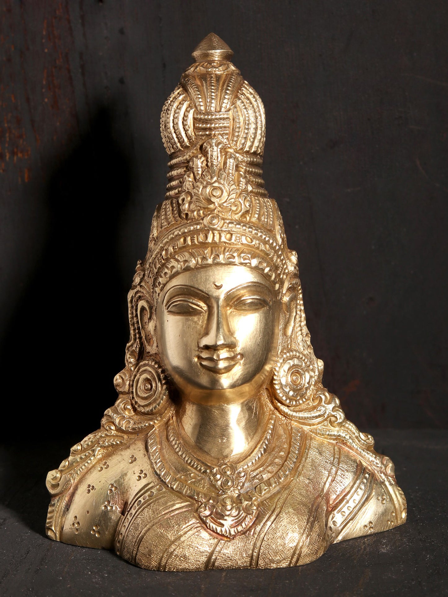 5" Small Goddess Parvati Bust | Hoysala Art Bronze Statue | Statue For Gifting