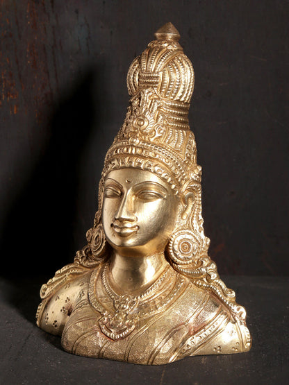 5" Small Goddess Parvati Bust | Hoysala Art Bronze Statue | Statue For Gifting