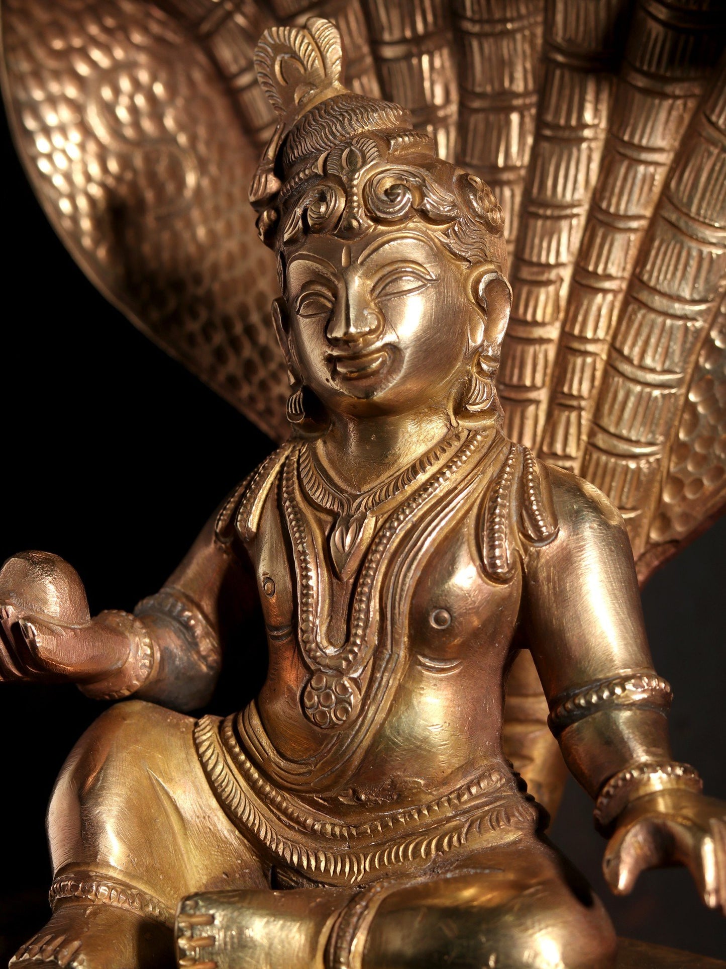 7" Bal Krishna Idol Seated on SheshNaag | Hoysala Art Bronze Statue