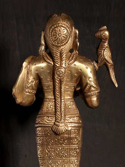 9" Deeplakshmi Figurine In Hoysala Art Bronze | Decorative Bronze Idol | Figurine For Gifting | Bronze Statue For Temple