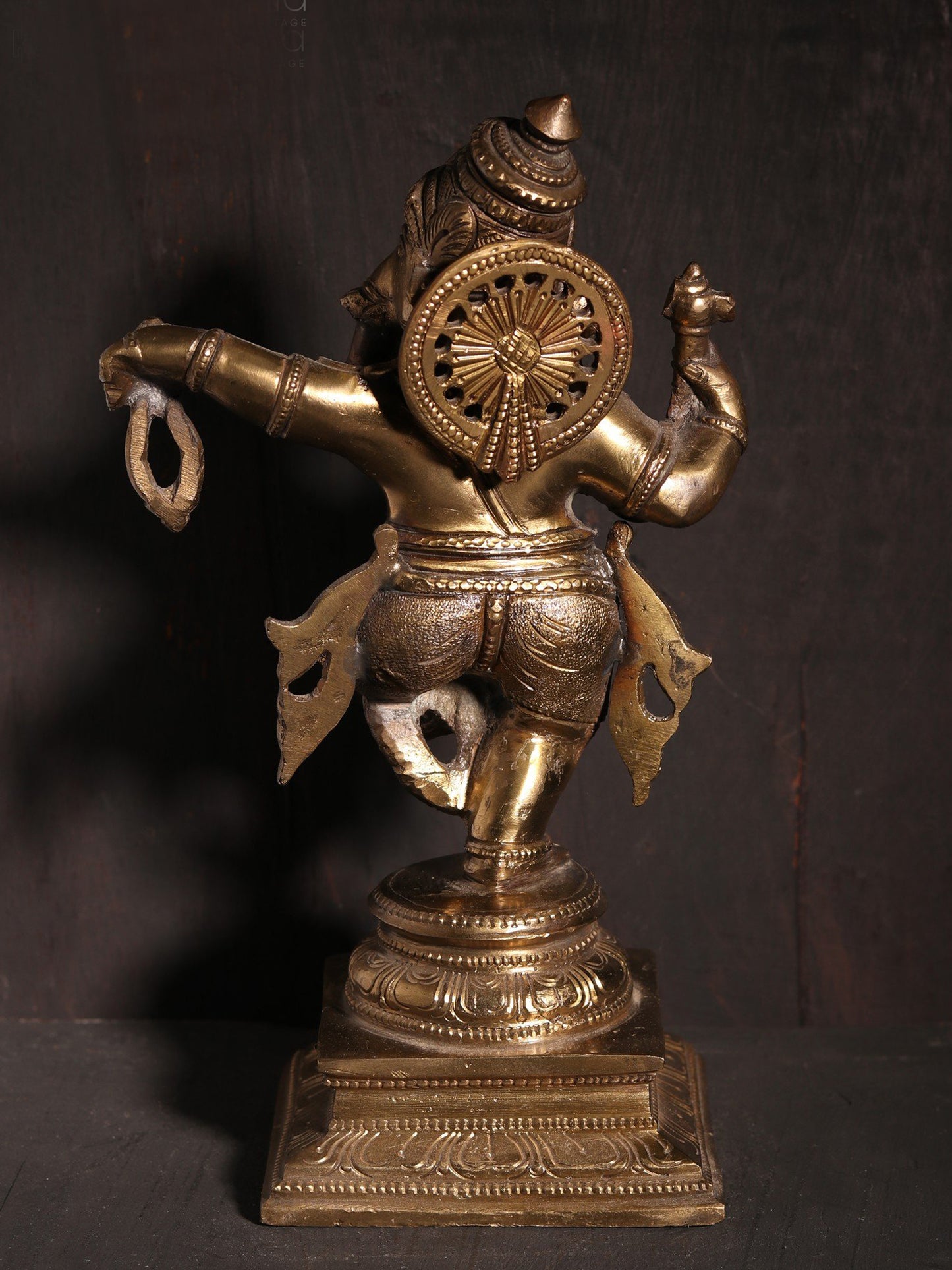 9" Four Armed Dancing Lord Ganesha | Hoysala Art | Bronze Statue