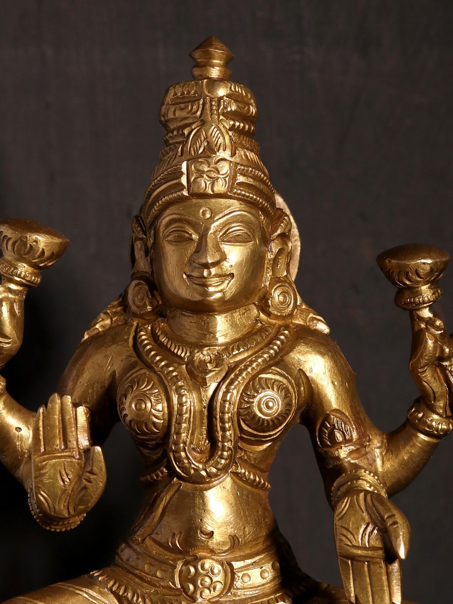 5" Small Four Armed Goddess Lakshmi | Hoysala Art Bronze Statue