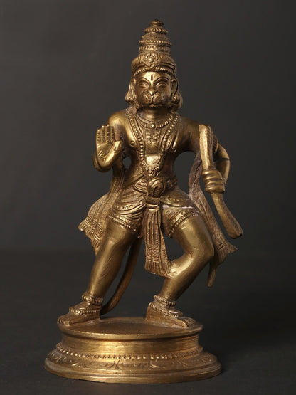 5" Small Standing Lord Hanuman Idol in Blessing Gesture | Hoysala Art Bronze Statue