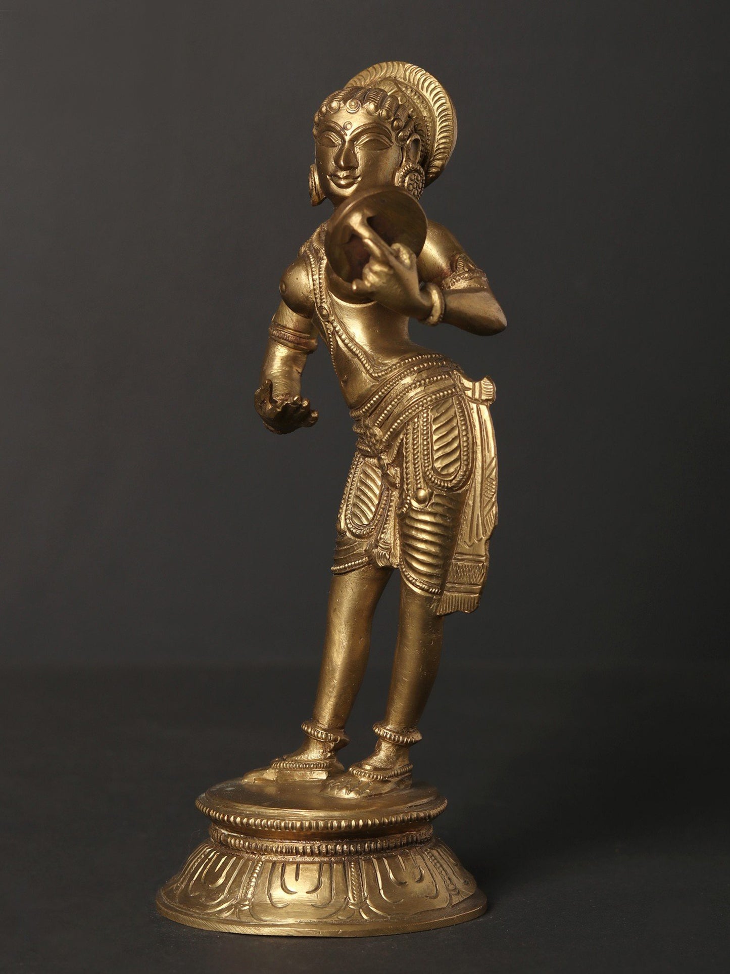 6" Small Mirror Lady Hoysala Art Bronze Statue| Decorative Bronze Idol | Figurine For Gifting | Bronze Statue For Temple