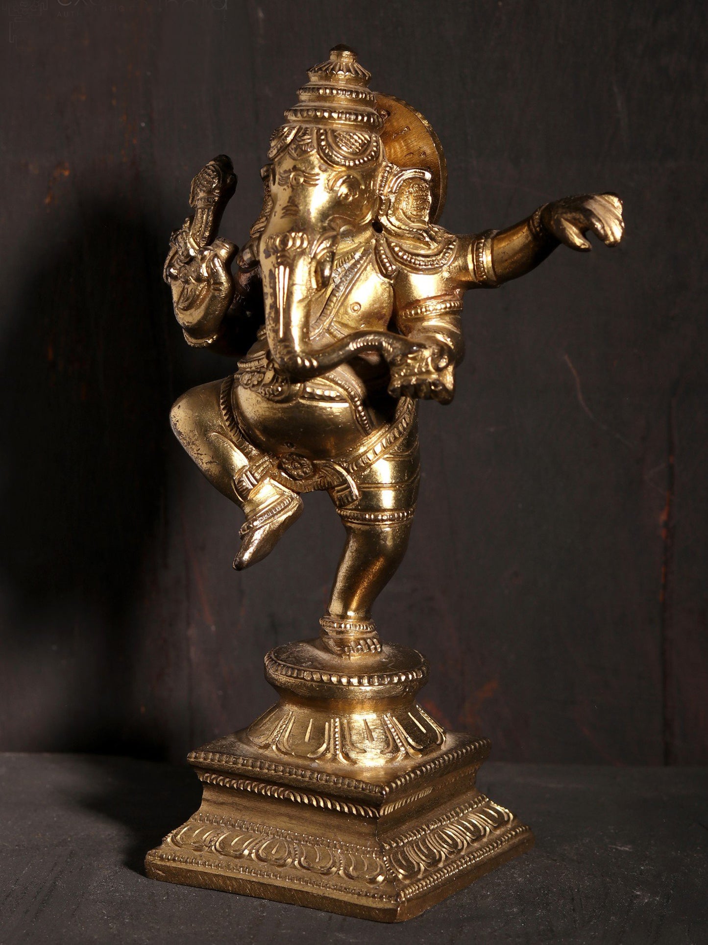 6" Four Hands Dancing Lord Ganesha | Hoysala Art Bronze Statue