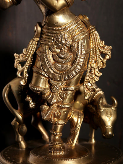 11" Lord Venugopal Kishna | Decorative Bronze Idol | Figurine For Gifting | Bronze Statue For Temple