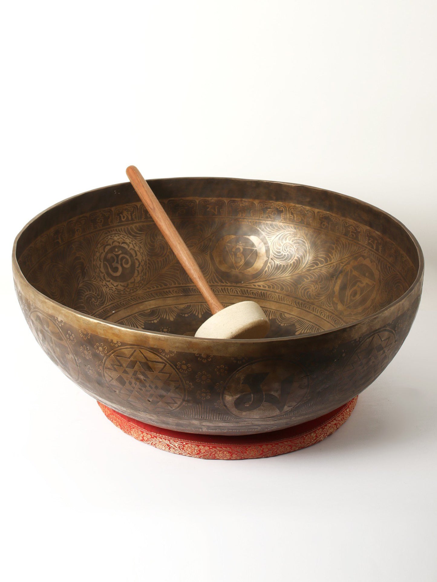 25" Large Superfine Quality Standing Tibetan Singing Bowl In Bronze with Carved Feet | Handmade