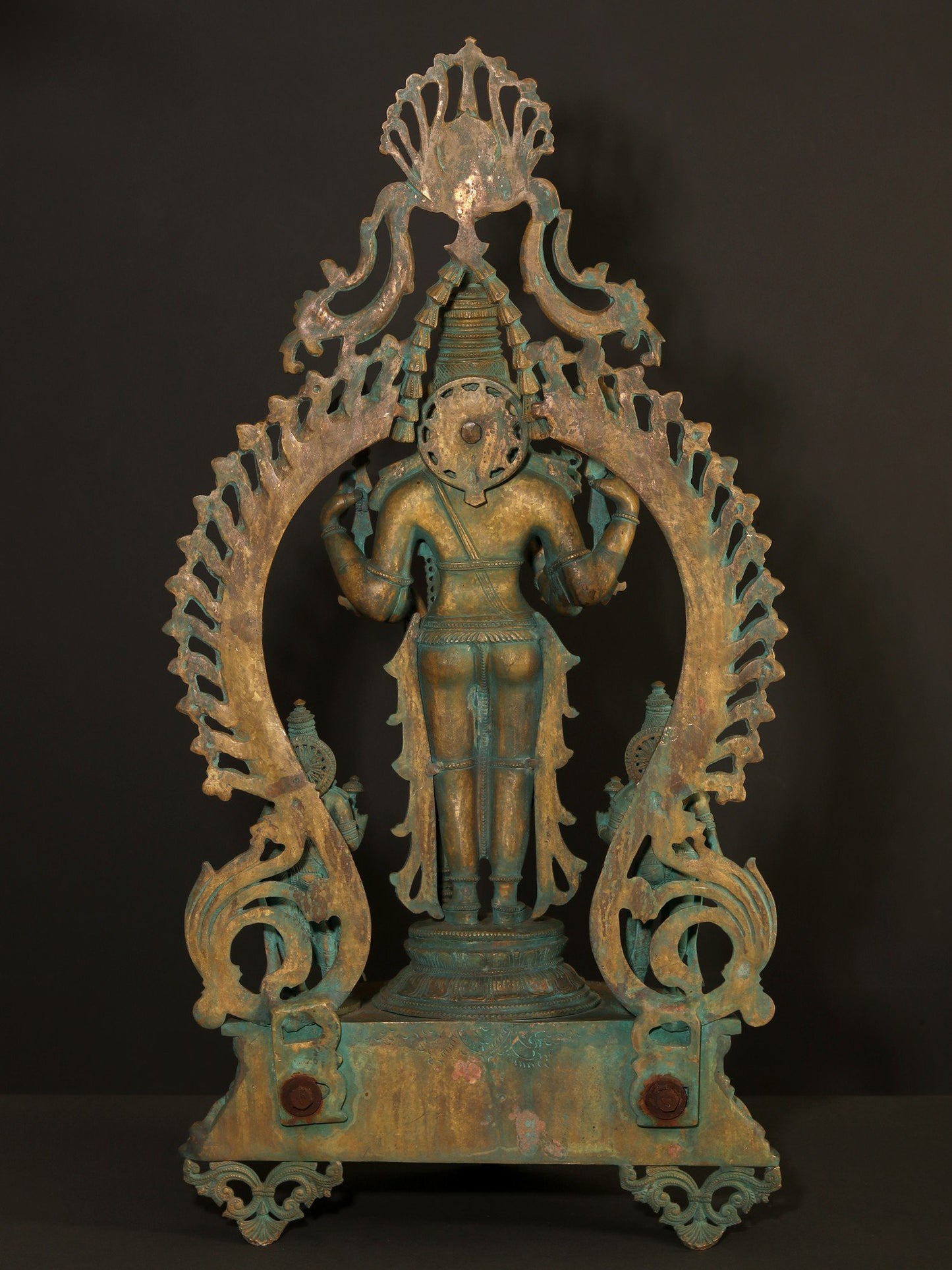 33" Large Standing Lord Vishnu Idol With Sridevi And Bhudevi | Bronze Statue