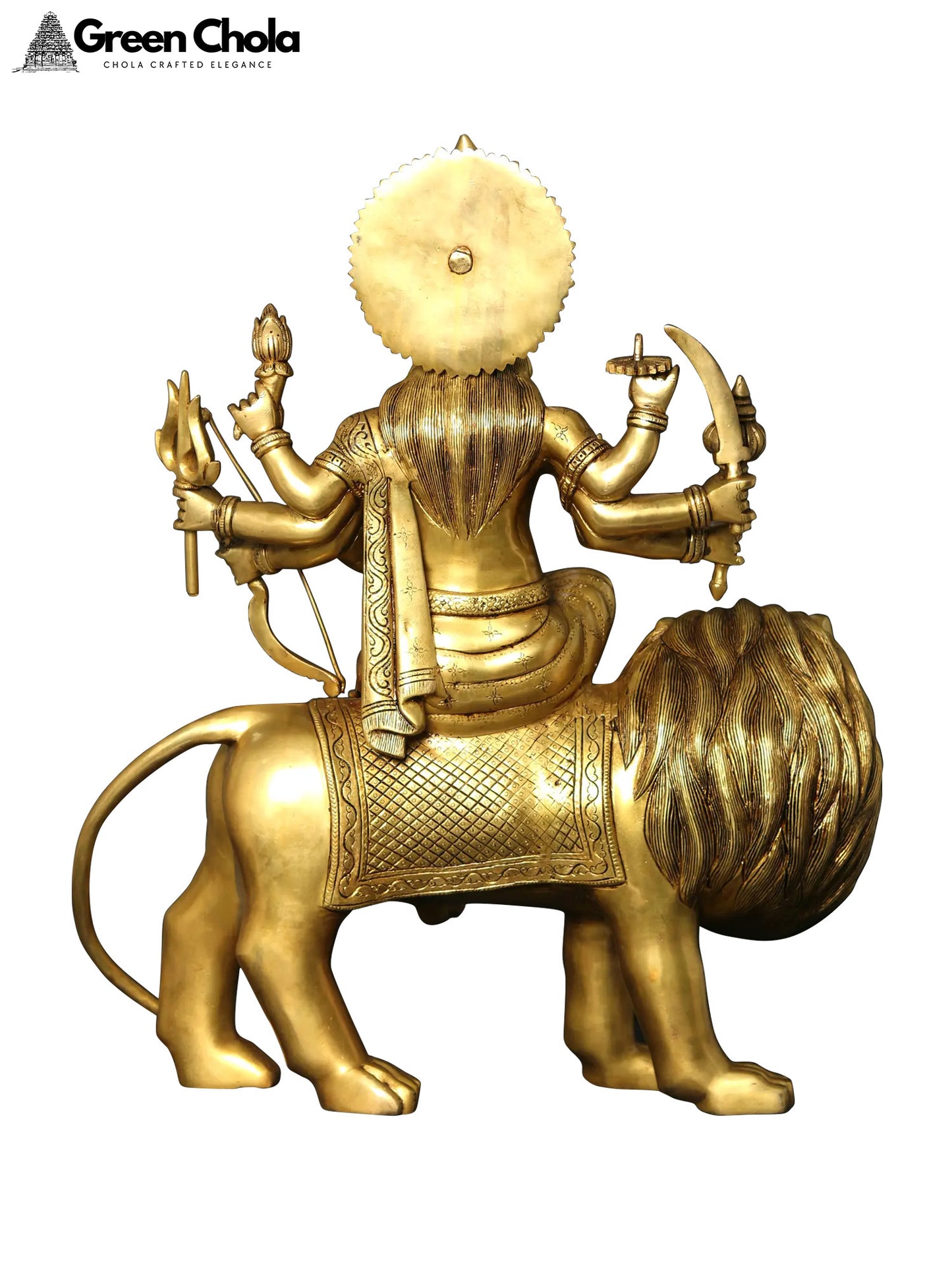 24-inch Superfine Eight-Armed Maa Sherawali Brass Sculpture | Goddess Durga Idol