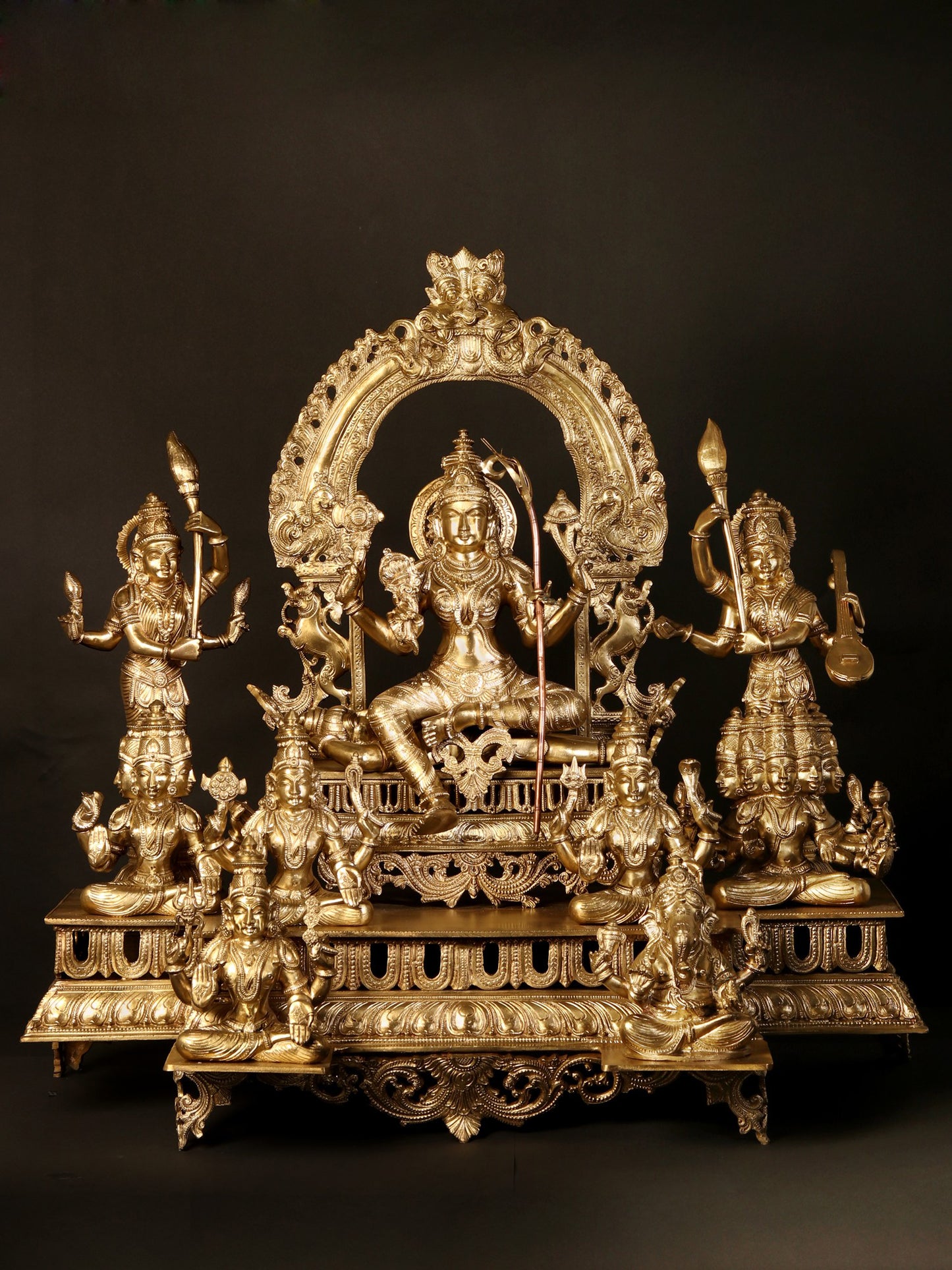 30" Superfine Goddess Rajarajeshwari Bronze Idol with God and Goddess | Bronze Statue