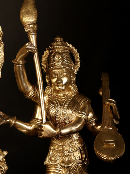 30" Superfine Goddess Rajarajeshwari Bronze Idol with God and Goddess | Bronze Statue