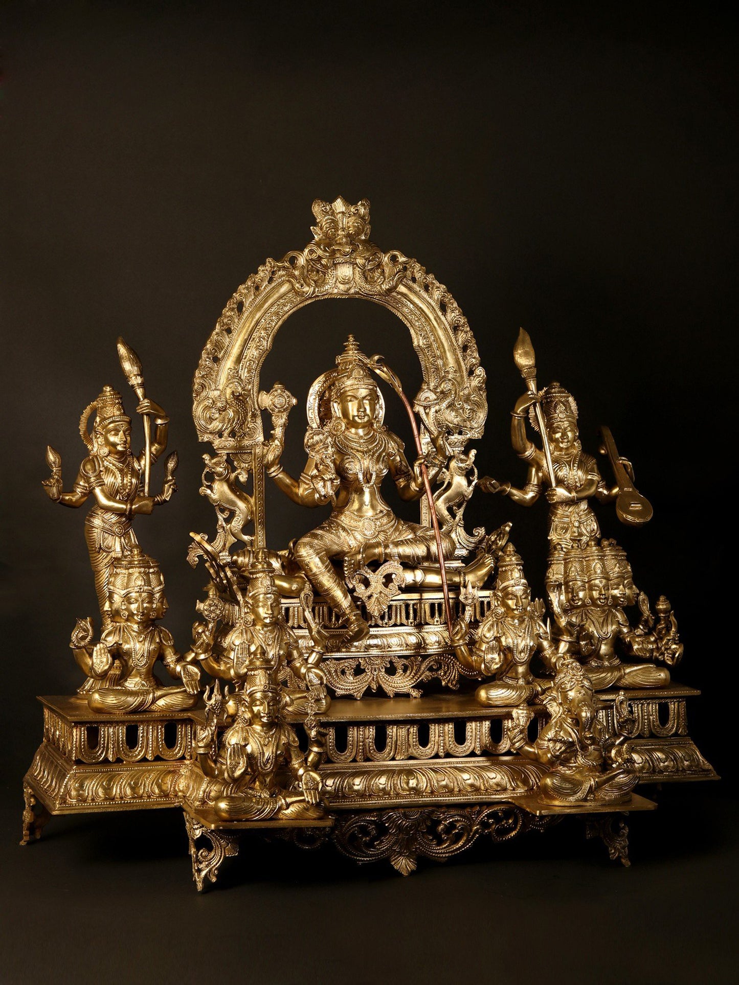 30" Superfine Goddess Rajarajeshwari Bronze Idol with God and Goddess | Bronze Statue