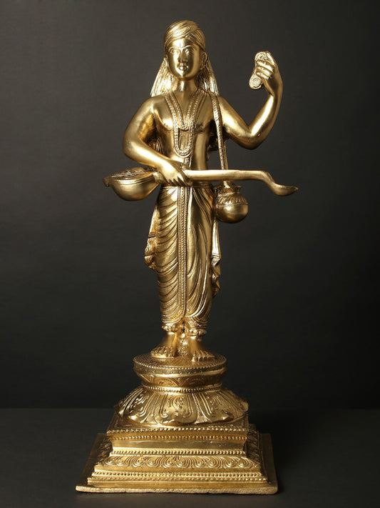 20" Bronze Statue Of Naradmuni | Decorative Bronze Idol | Figurine For Gifting | Bronze Statue For Temple