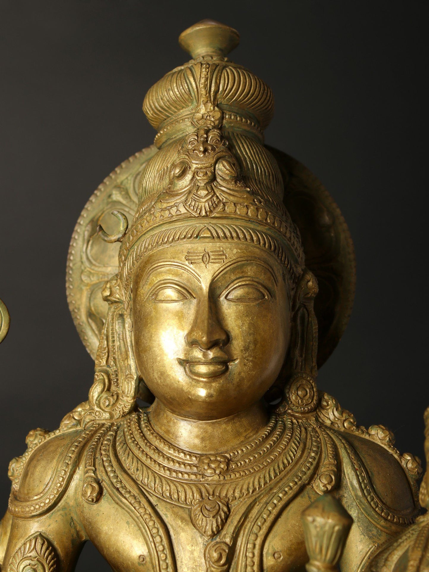 18" Seated Uma Maheshwara On Pedestal | Decorative Bronze Idol | Figurine For Gifting | Bronze Statue For Temple