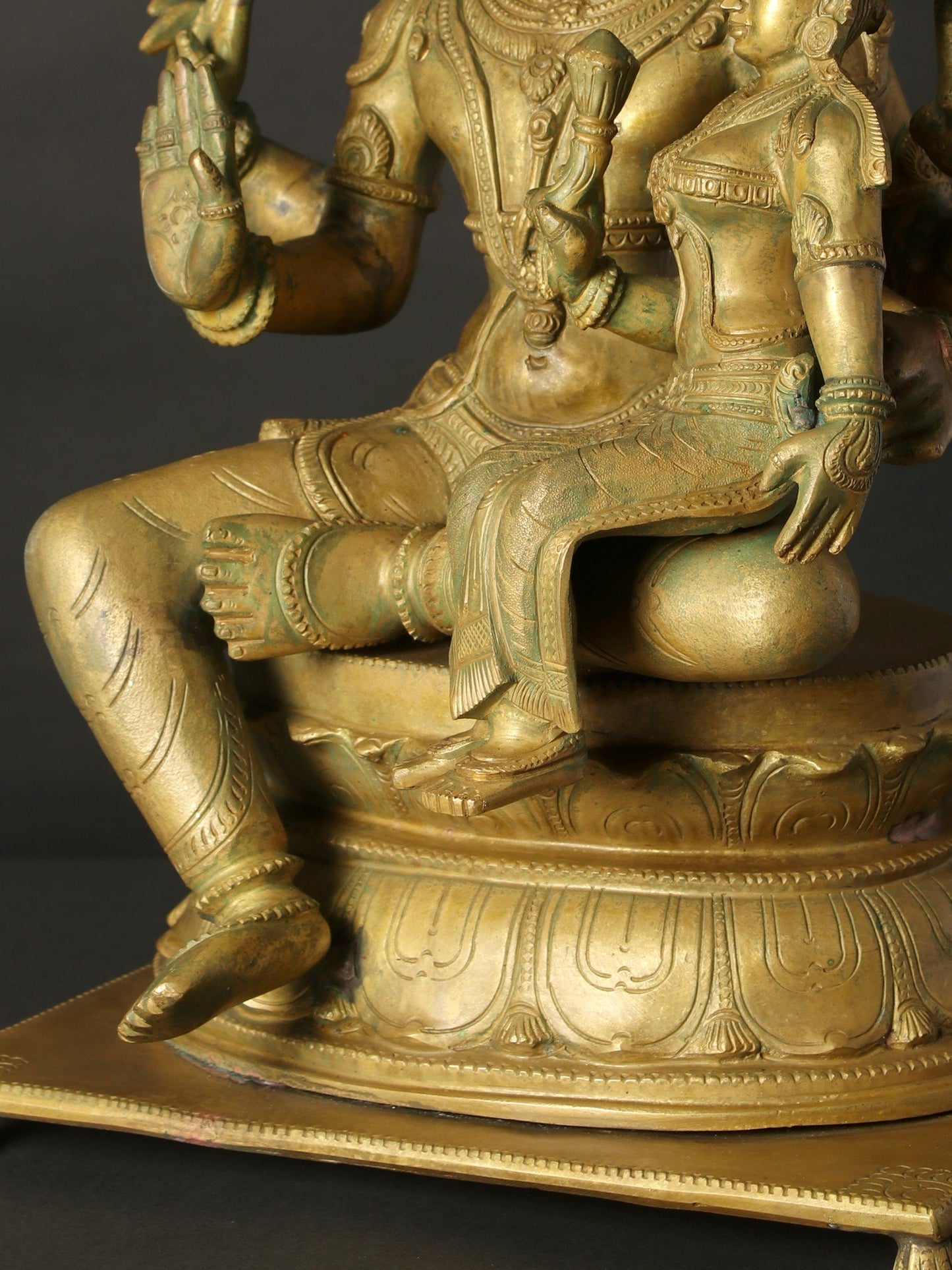 18" Seated Uma Maheshwara On Pedestal | Decorative Bronze Idol | Figurine For Gifting | Bronze Statue For Temple