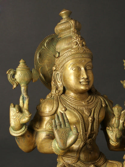 18" Seated Uma Maheshwara On Pedestal | Decorative Bronze Idol | Figurine For Gifting | Bronze Statue For Temple