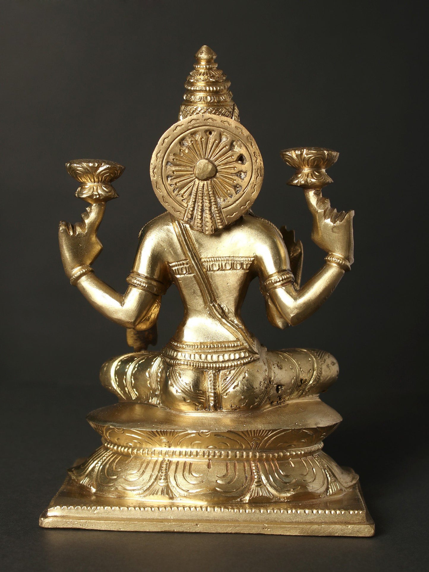 7" Bronze Idol Of Goddess Lakshmi On Lotus | Decorative Bronze Idol | Figurine For Gifting | Bronze Statue For Temple