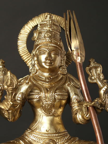 7" Goddess Rajarajeshvari (Kamakshi) | Hoysala Bronze Statue And Copper Sugarcane