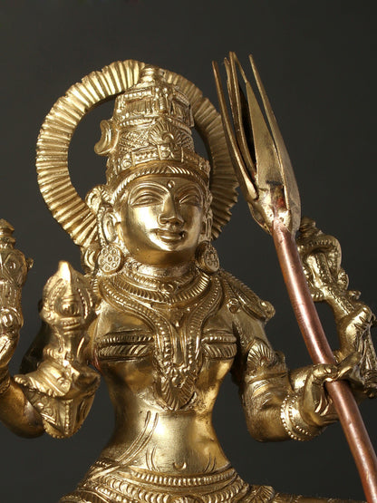 7" Goddess Rajarajeshvari (Kamakshi) | Hoysala Bronze Statue And Copper Sugarcane