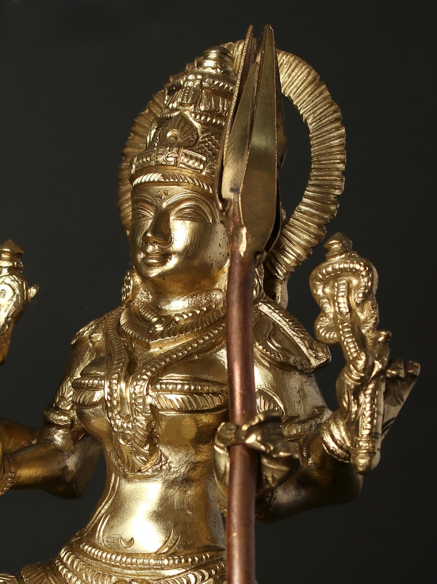 7" Goddess Rajarajeshvari (Kamakshi) | Hoysala Bronze Statue And Copper Sugarcane