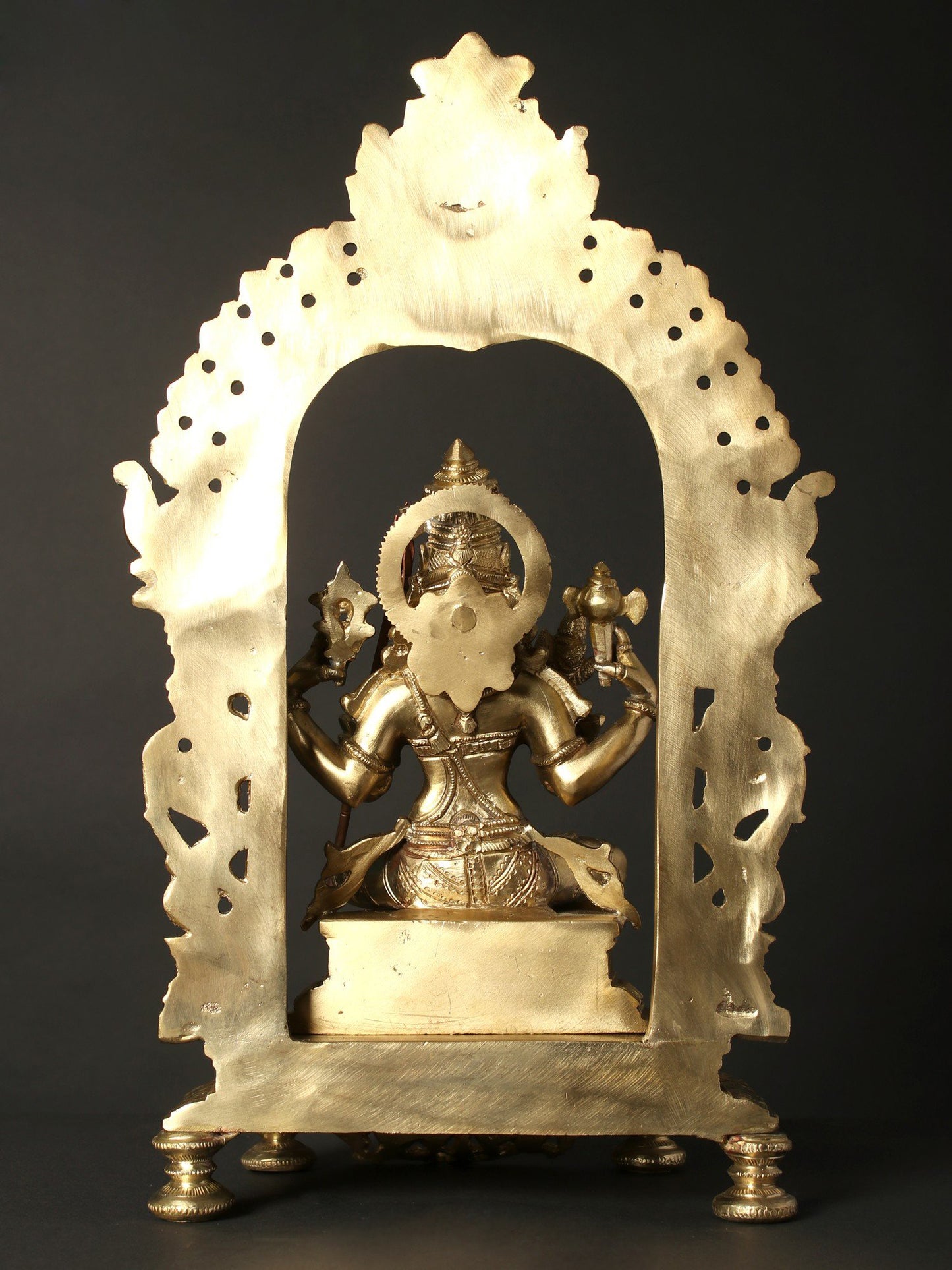 17" Goddess Rajarajeshvari (Tripura Sundari) Seated On Kirtimukha Throne | Hoysala Bronze Statue