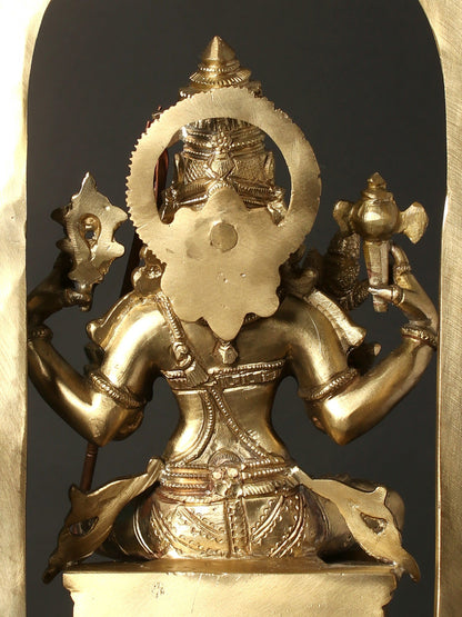 17" Goddess Rajarajeshvari (Tripura Sundari) Seated On Kirtimukha Throne | Hoysala Bronze Statue