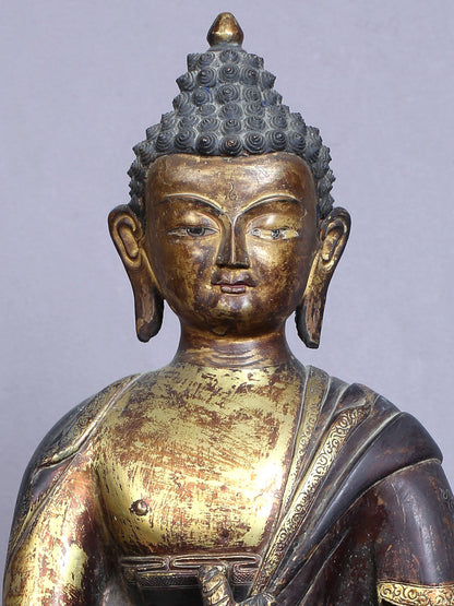 14" Medicine Buddha | Copper Statue Gilded With Gold | Handmade Buddha Statue | From Nepal