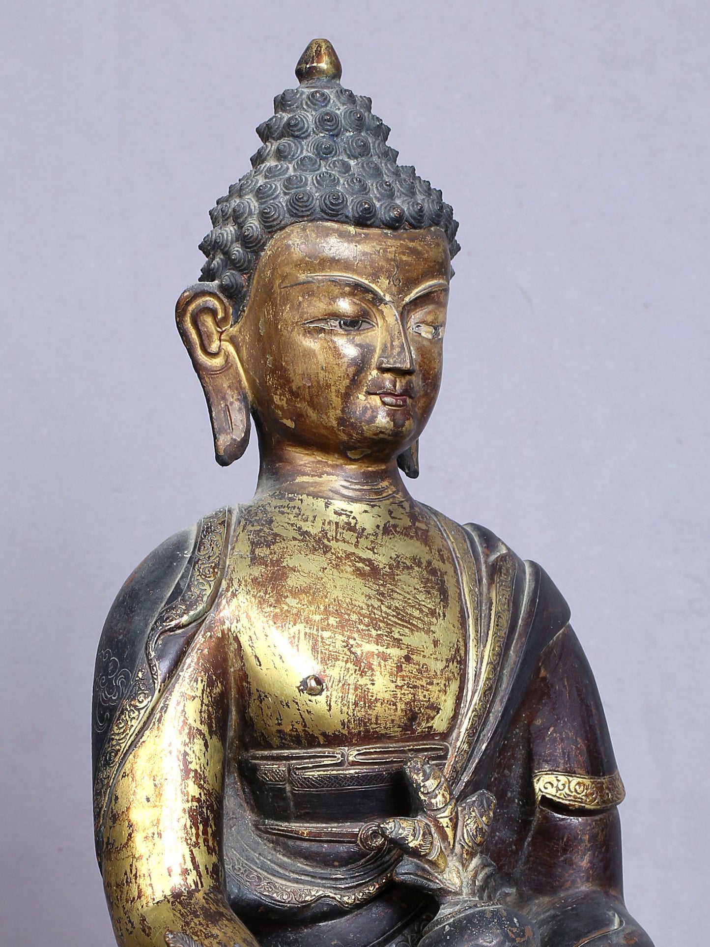 14" Medicine Buddha | Copper Statue Gilded With Gold | Handmade Buddha Statue | From Nepal