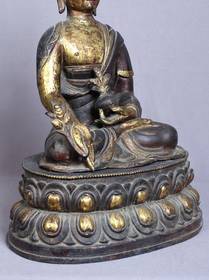 14" Medicine Buddha | Copper Statue Gilded With Gold | Handmade Buddha Statue | From Nepal