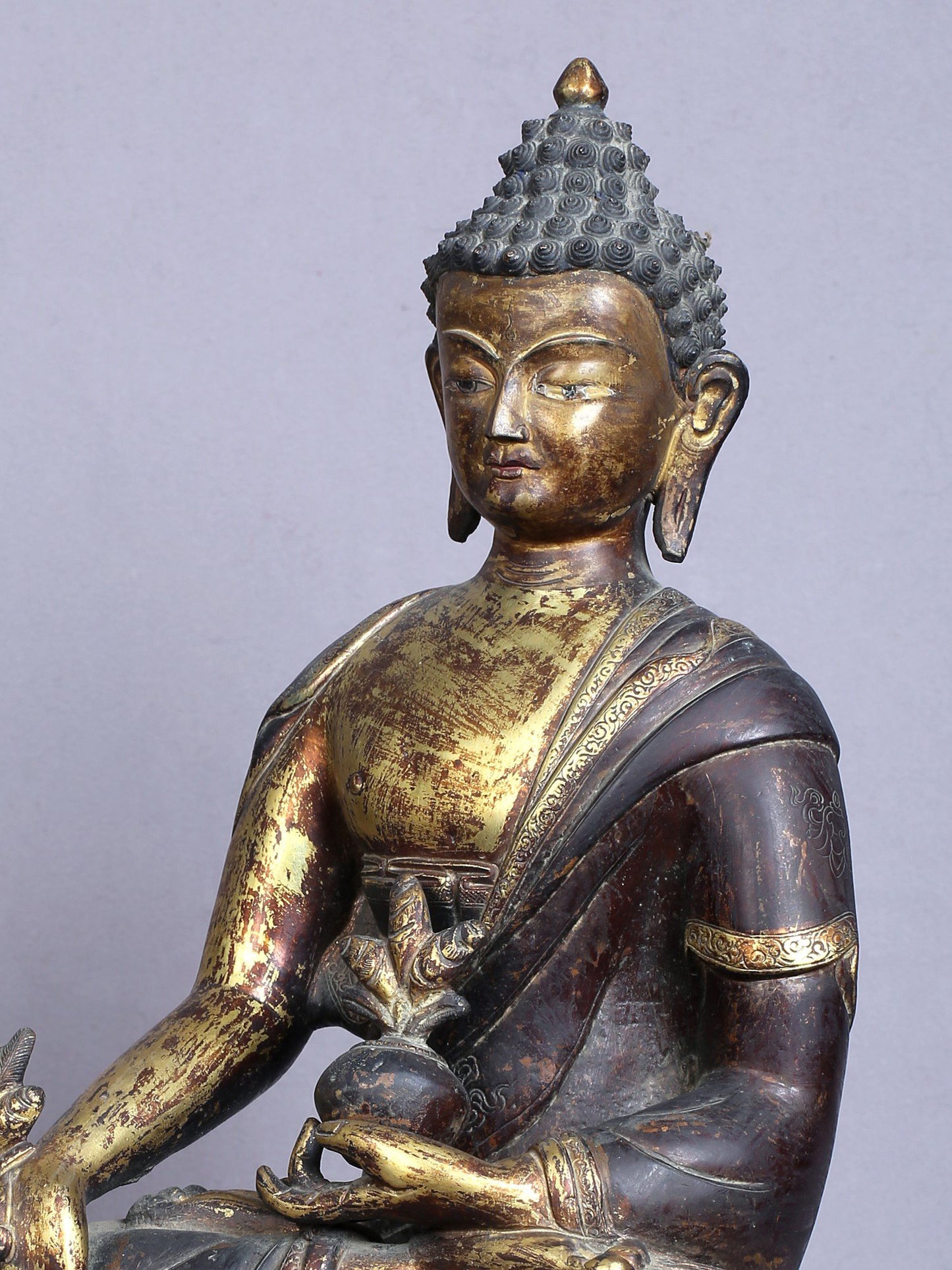 14" Medicine Buddha | Copper Statue Gilded With Gold | Handmade Buddha Statue | From Nepal