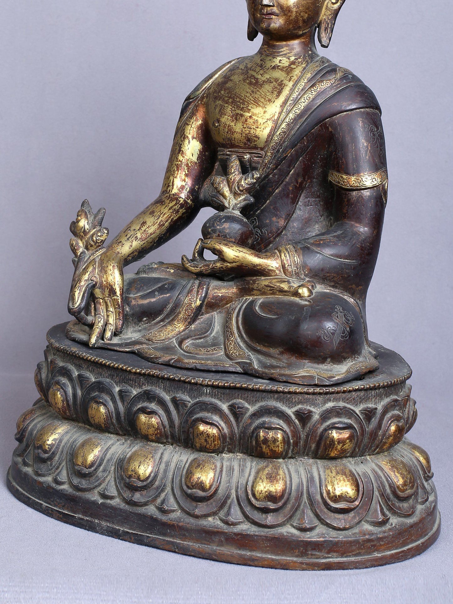 14" Medicine Buddha | Copper Statue Gilded With Gold | Handmade Buddha Statue | From Nepal