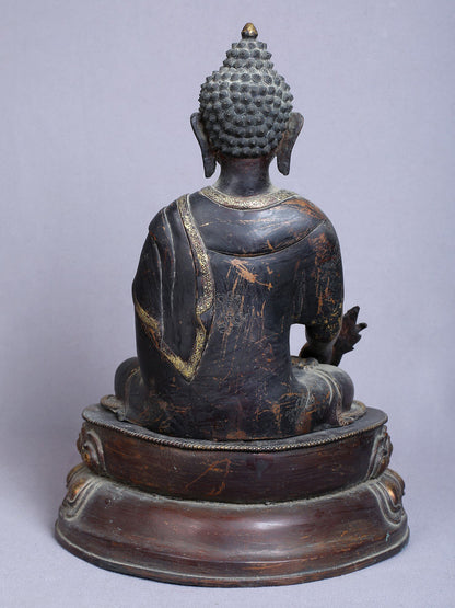 14" Medicine Buddha | Copper Statue Gilded With Gold | Handmade Buddha Statue | From Nepal