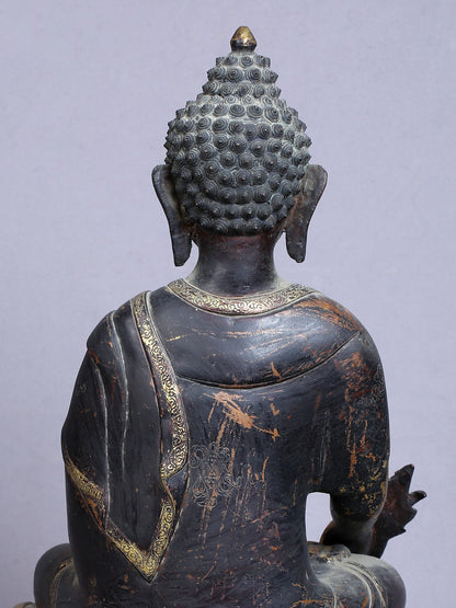 14" Medicine Buddha | Copper Statue Gilded With Gold | Handmade Buddha Statue | From Nepal