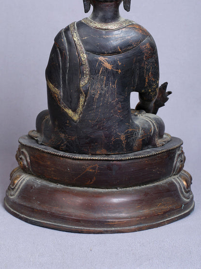 14" Medicine Buddha | Copper Statue Gilded With Gold | Handmade Buddha Statue | From Nepal