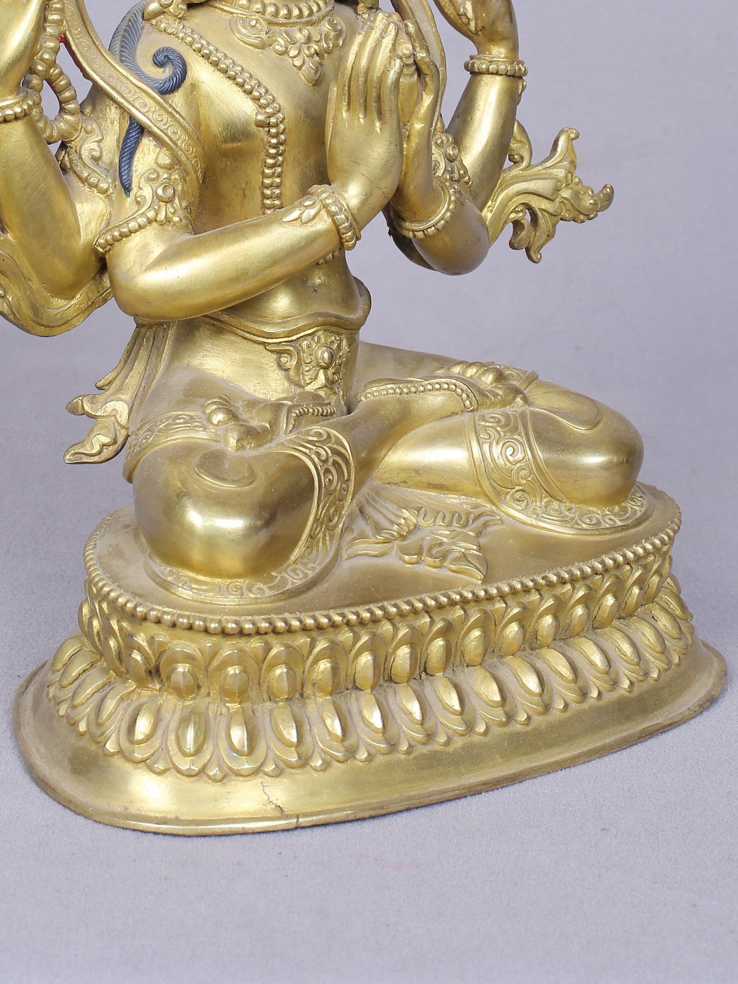 9" Chenrezig Copper Statue | Handmade Idol | Four Armed Avalokiteshvara | Idol From Nepal