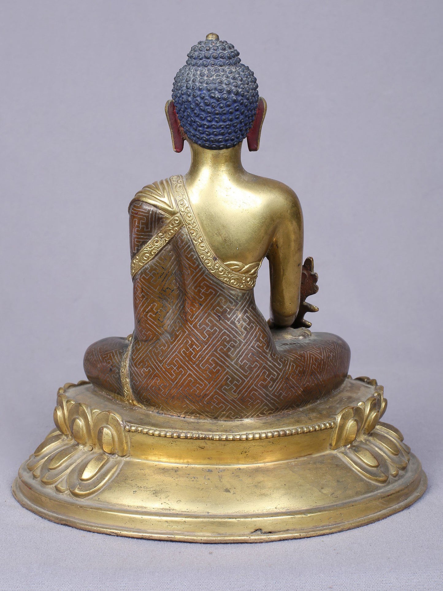 8" Medicine Buddha Copper Statue Gilded With Gold | Handmade Idol | Buddha Statue