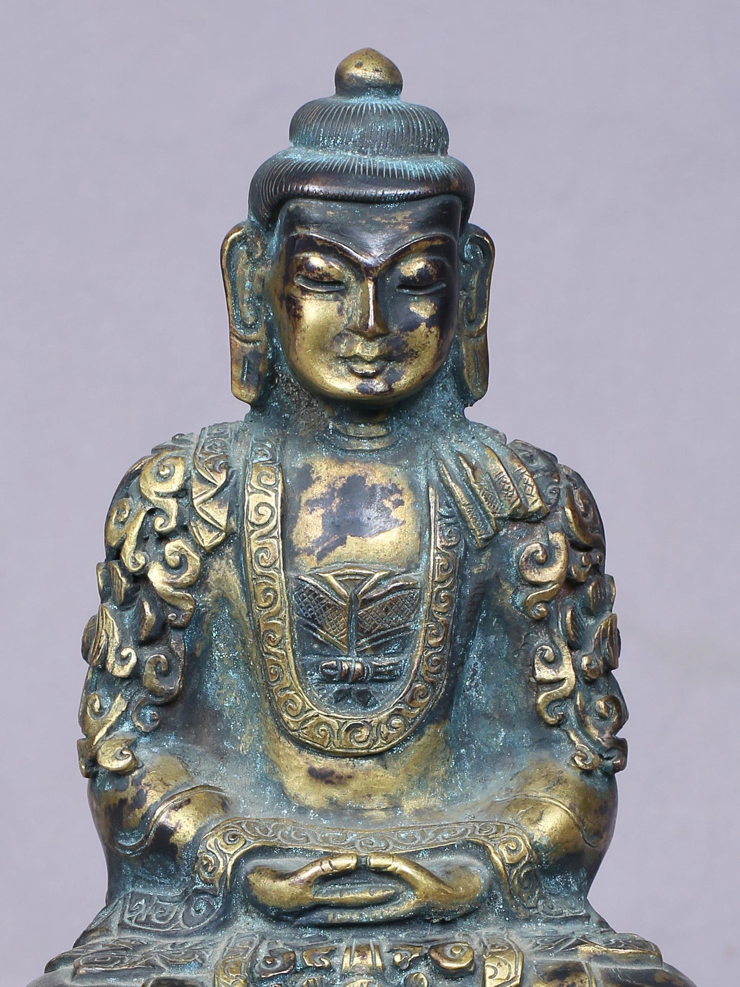 6" Amitabha Buddha | Copper Statue Gilded With Gold | Handmade Idol | Buddha Statue