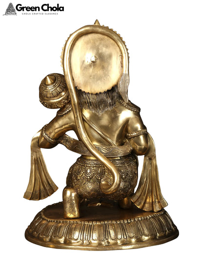 21-inch Sitting Lord Hanuman Brass Idol in Blessing Gesture