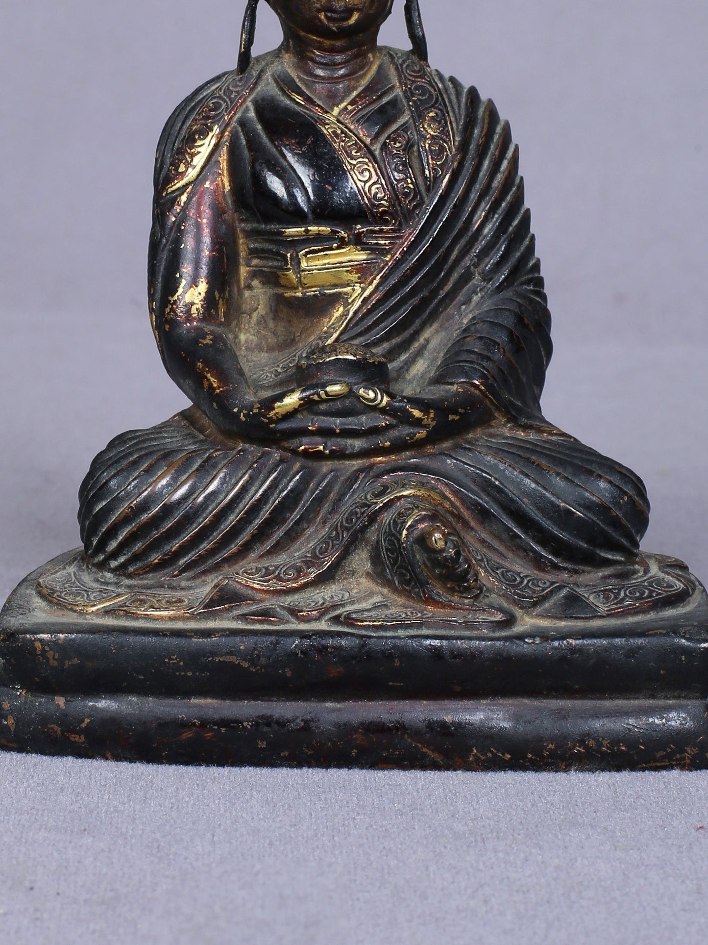 5" Small Buddhist Je Tsongkhapa Idol From Nepal | Handmade Idol | Copper Statue Gilded With Gold