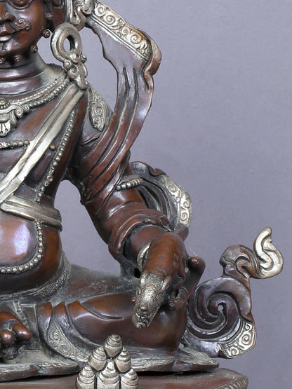 13" Tibetan Buddhist God of Wealth Kubera Copper Statue | Handmade Figurine | Copper Idol