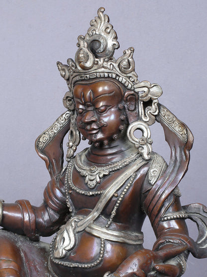 13" Tibetan Buddhist God of Wealth Kubera Copper Statue | Handmade Figurine | Copper Idol