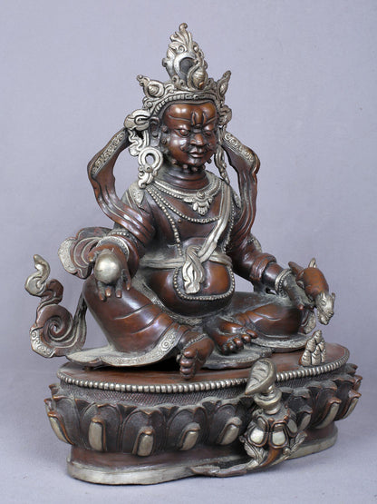 13" Tibetan Buddhist God of Wealth Kubera Copper Statue | Handmade Figurine | Copper Idol