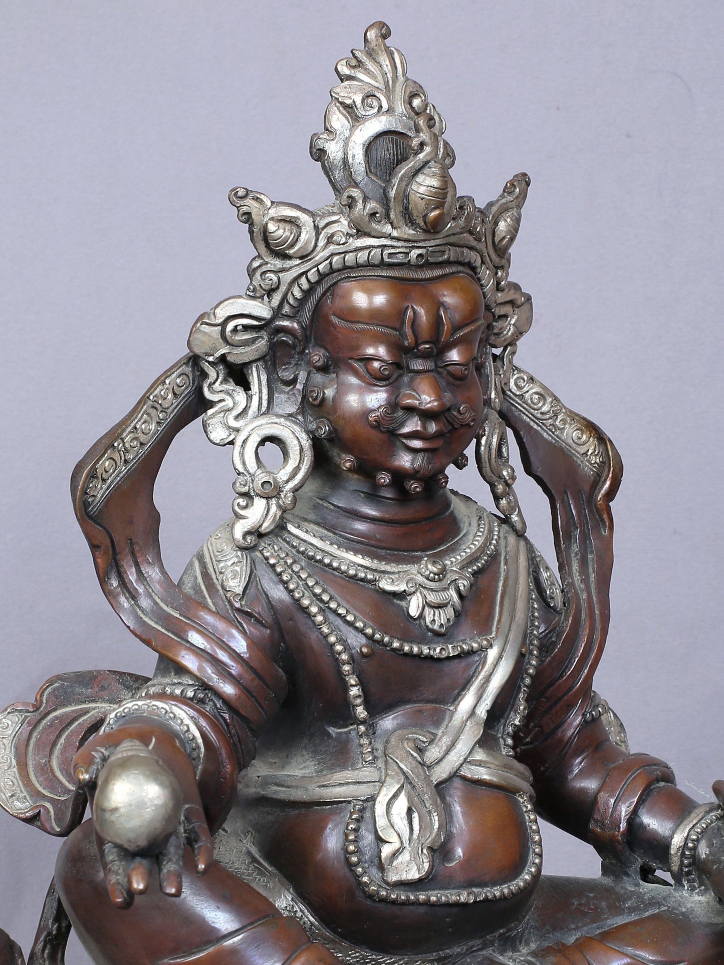 13" Tibetan Buddhist God of Wealth Kubera Copper Statue | Handmade Figurine | Copper Idol