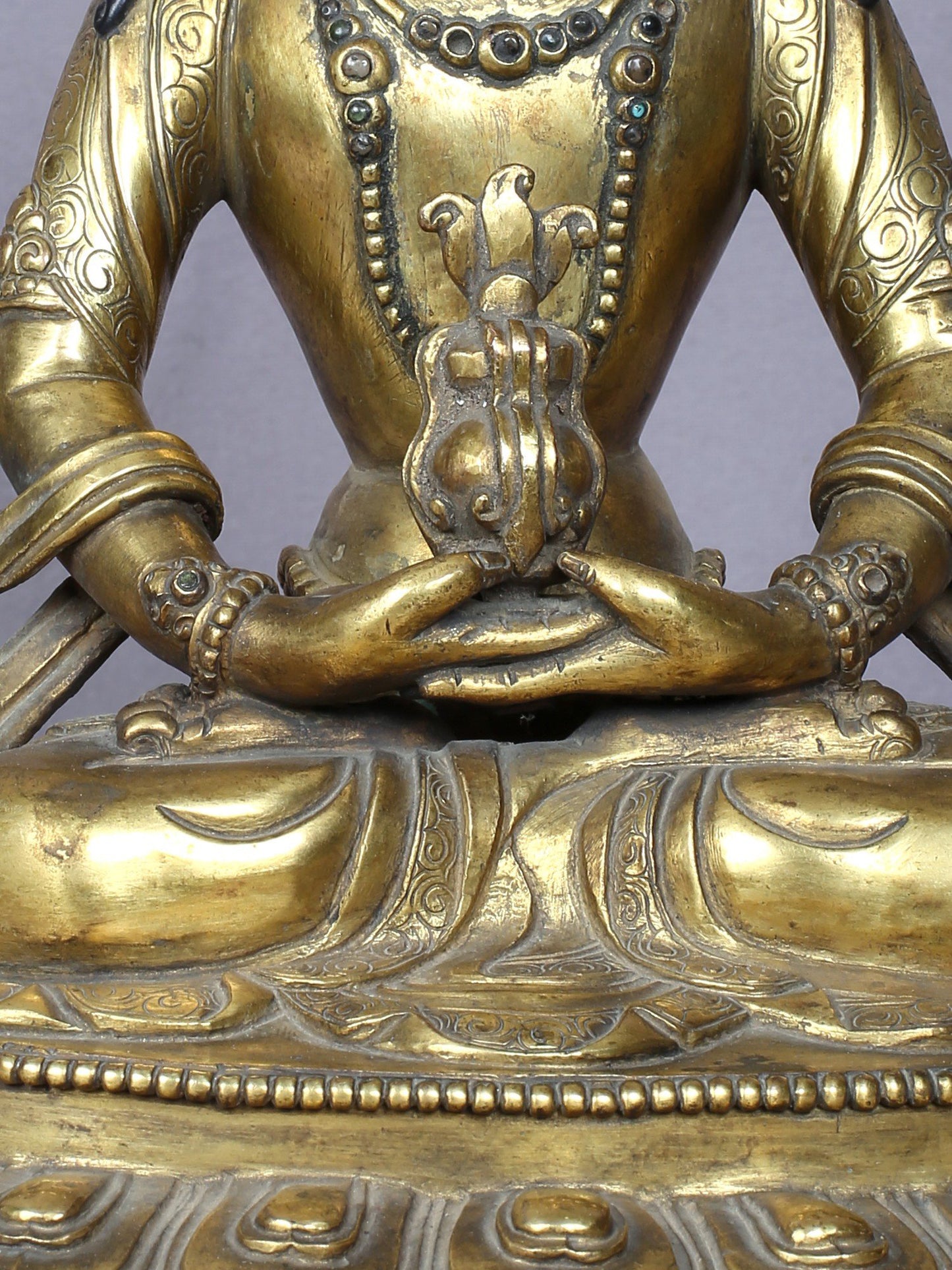 9" Aparmita (Amitayus) Buddha Idol From Nepal | Handmade Idol | Copper Statue Gilded With Gold