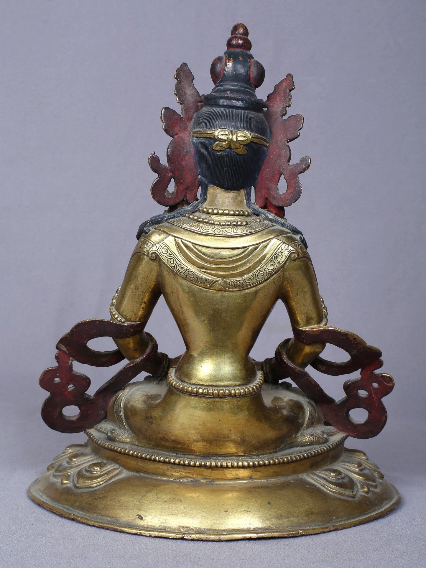 9" Aparmita (Amitayus) Buddha Idol From Nepal | Handmade Idol | Copper Statue Gilded With Gold