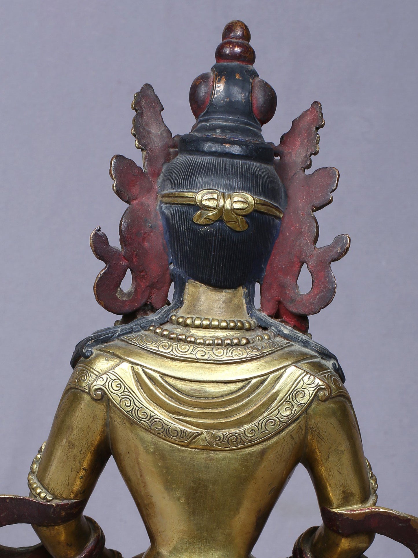 9" Aparmita (Amitayus) Buddha Idol From Nepal | Handmade Idol | Copper Statue Gilded With Gold